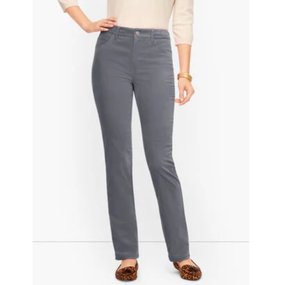 NWT Grey Velveteen Pants Talbots Curvy Fit 10P Straight Leg High Waist 5 Pocket